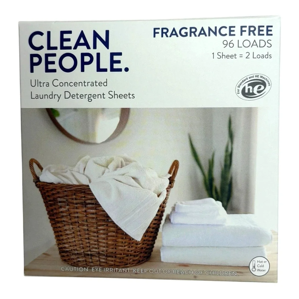 The Clean People Laundry Detergent Soap Sheets- 96 Loads Fragrance Free